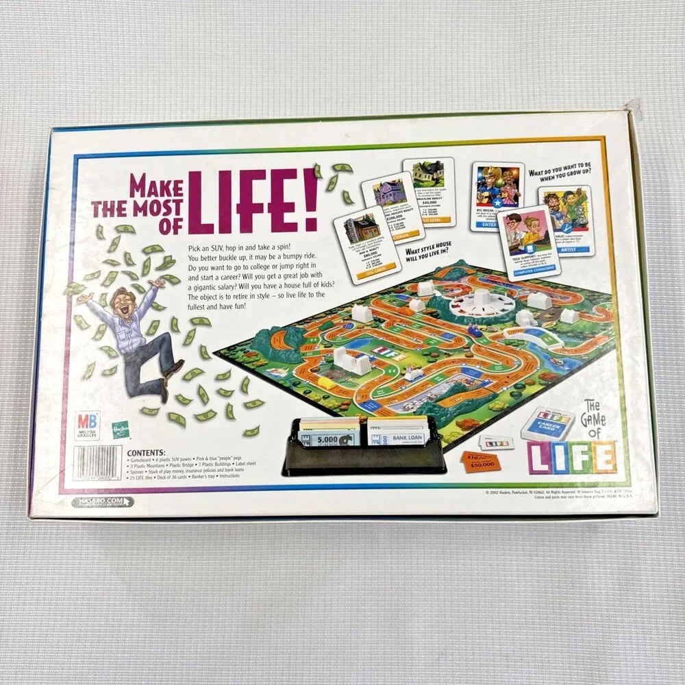 Vintage 2002 Hasbro The Game of Life Board Game - Preowned
